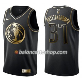 Camiseta Hombre NBA Dallas Mavericks Kostas Antetokounmpo 37 Nike Negro Golden Edition Swingman